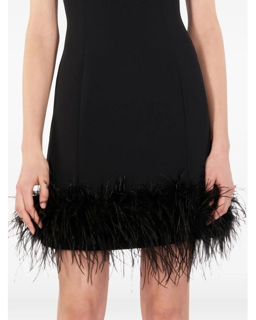 IMROSKA Black Robe Courte 7 Heaven Bordée De Plumes