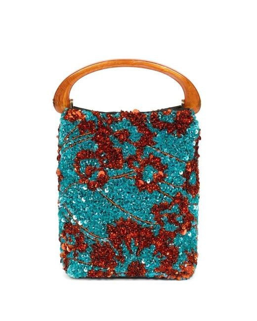 Dries Van Noten Blue Embellished Handle Bag
