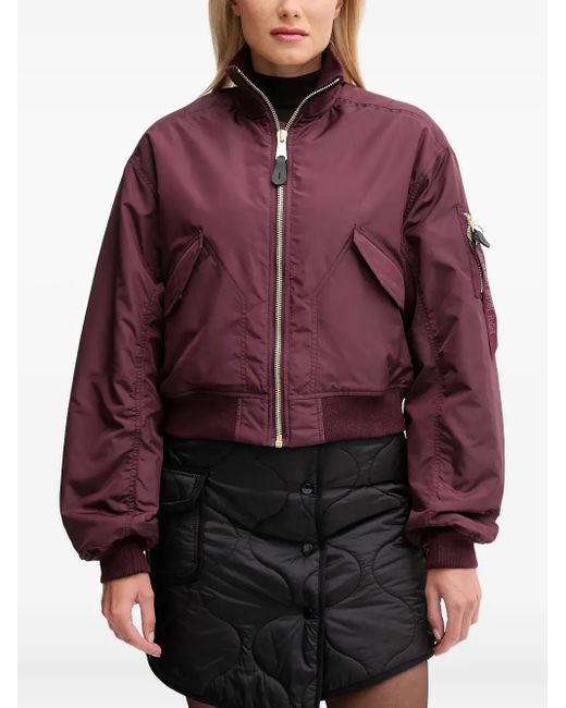 Alpha Industries Red Ma-1 Cropped Bomber Jacket