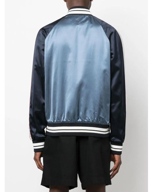 Valentino Garavani Blue Logo-Patch Bomber Jacket for men