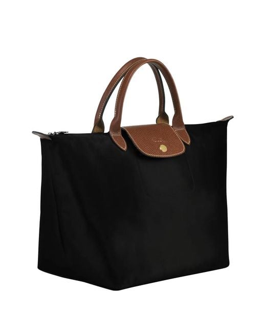 Longchamp Black Le Pliage Original Medium Canvas Bag