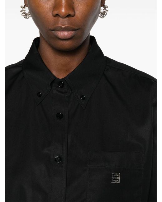 Givenchy Black 4g-plaque Cropped Shirt