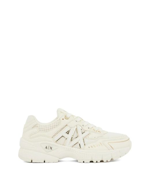 ARMANI EXCHANGE White Logo-Patch Panelled Sneakers