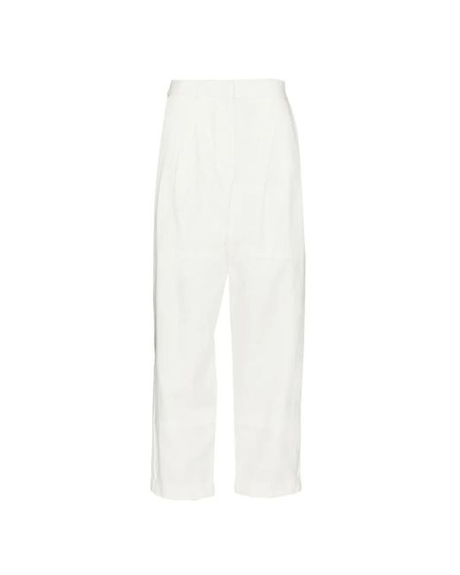 JBQ White Kai Pleated Trousers