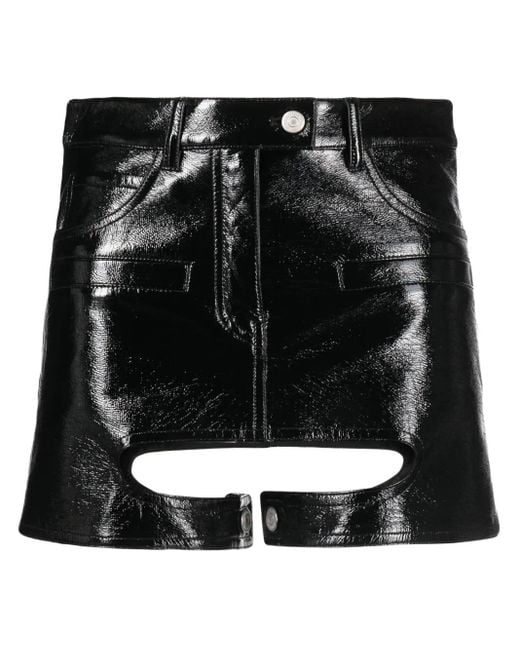 Courreges Black Chaps Vinyl-Effect Miniskirt
