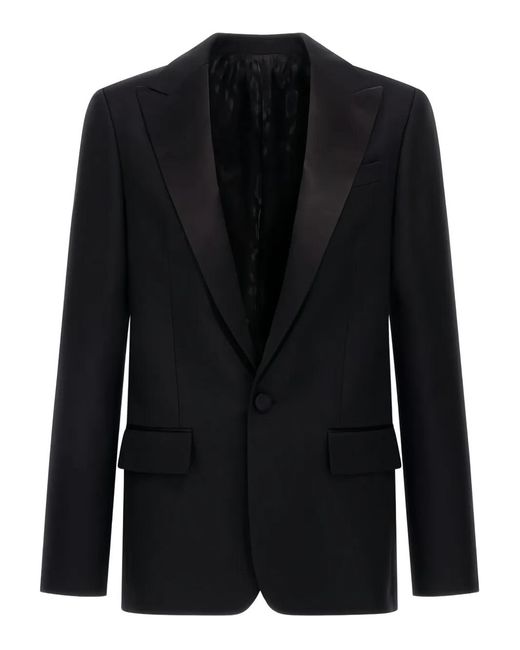 Roberto Cavalli Black Satin-Lapel Single-Button Blazer for men