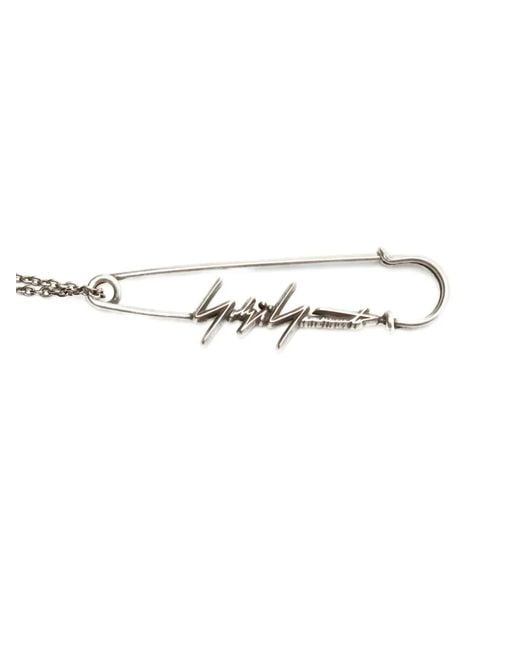 Yohji Yamamoto White Logo-Pendant Necklace for men