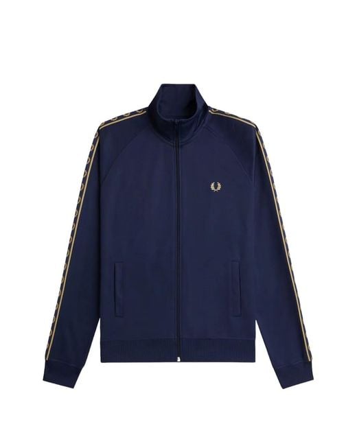 Fred Perry Blue Zip-Up Embroidered Track Jacket for men