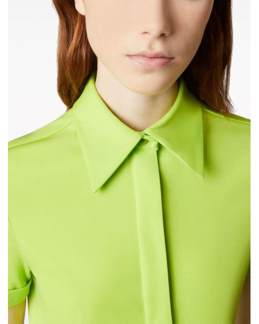 Tod's Green Point-collar Short-sleeve Midi Dress