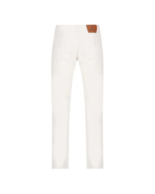 Hand Picked White Ravello Logo-Patch Jeans for men