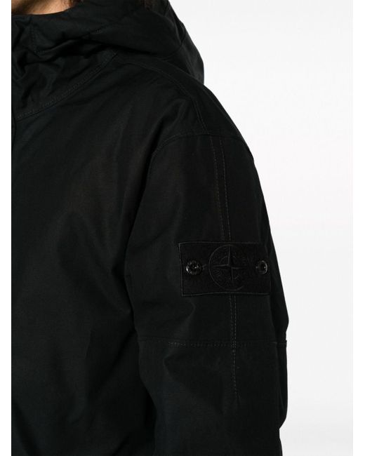 Stone Island Black Hooded Jacket Ghost Piece_O-Ventile With Primaloft Insulation Technology for men
