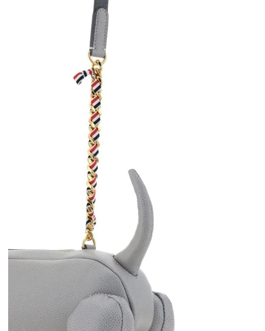 Thom Browne Gray Medium Grey Pebbeled Mini Hector Bag