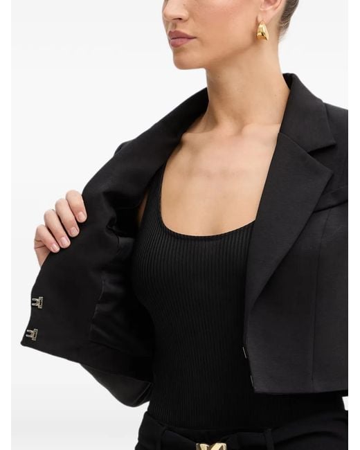 Fracomina Black Logo-Detail Cropped Blazer