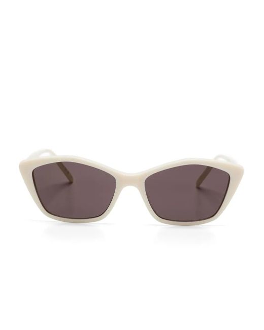 Saint Laurent White Geometric-Frame Sunglasses