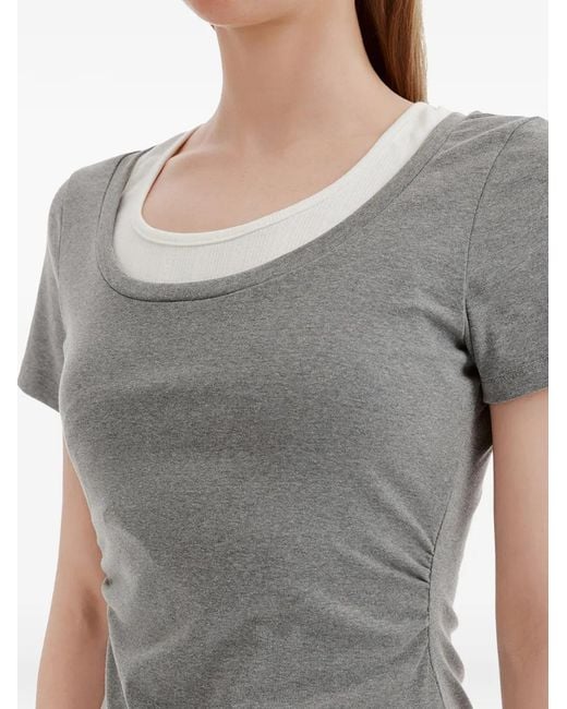 B+ AB Gray Layered Short-Sleeve Dress