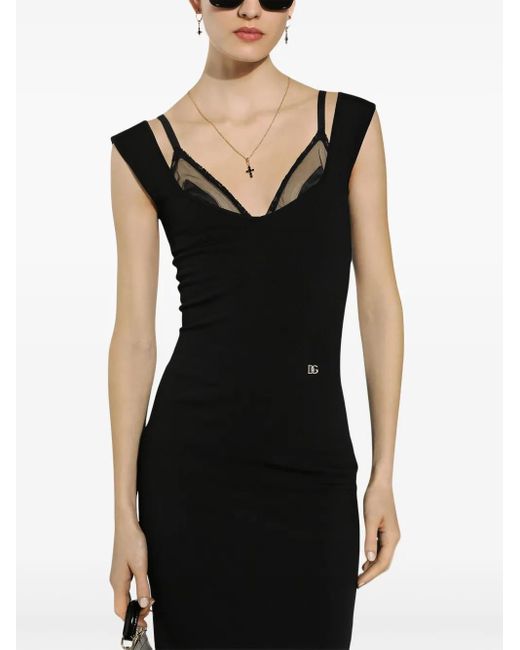 Dolce & Gabbana Black Midikleid Im Layering-Look
