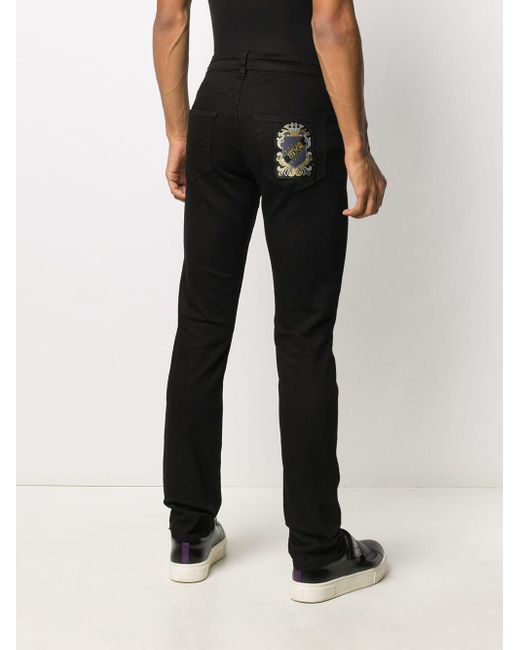 Versace Jeans Couture Denim Logo Patch Straight-leg Jeans in Black for