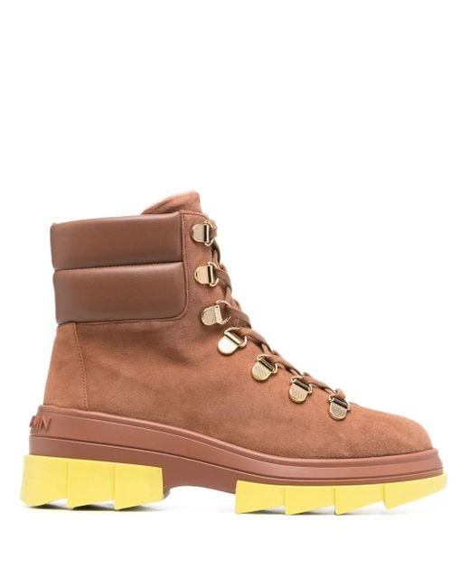 Stuart Weitzman Brown Noho Hiker Lace-Up Boots
