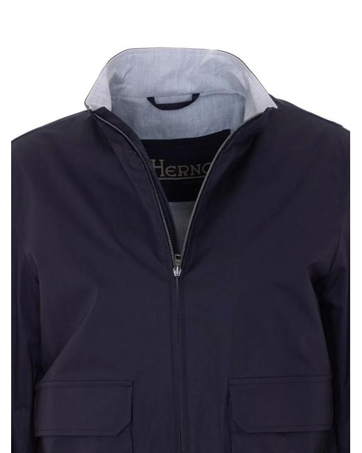 Herno Blue High-Neck Zip-Up Jacket for men