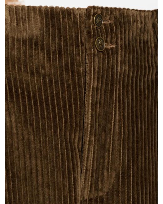 Etro Brown Corduroy Pleated Trousers