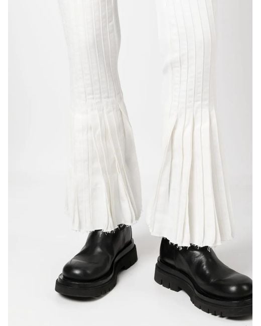 Sacai White Pleated Cropped Trousers