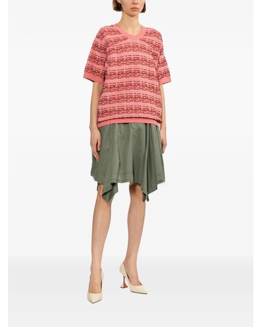 Adererror Red Patterned Short-Sleeves Top