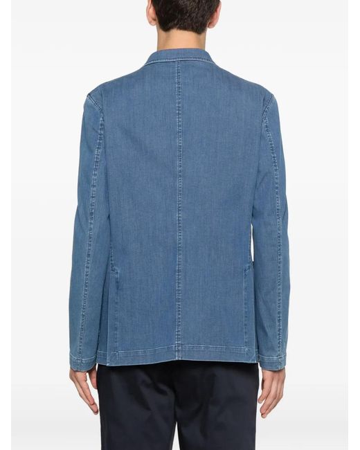 Manuel Ritz Blue Double-Breasted Denim Jacket for men