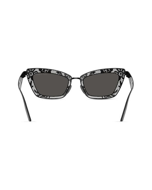 Dolce & Gabbana Black Floral Cat-Eye Sunglasses
