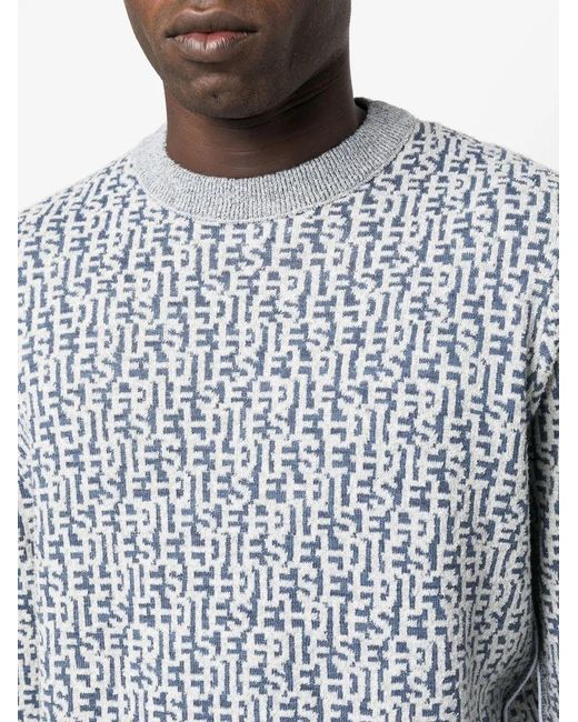 DIESEL Gray Logo-Jacquard Long-Sleeved Jumper for men