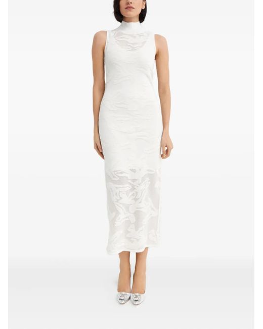 Herv Lger Women's White Open-Knit High-Neck Midi Dress -  www.disolcolor.com