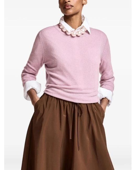 Essentiel Antwerp Pink Kash Ribbed-Trim Sweater