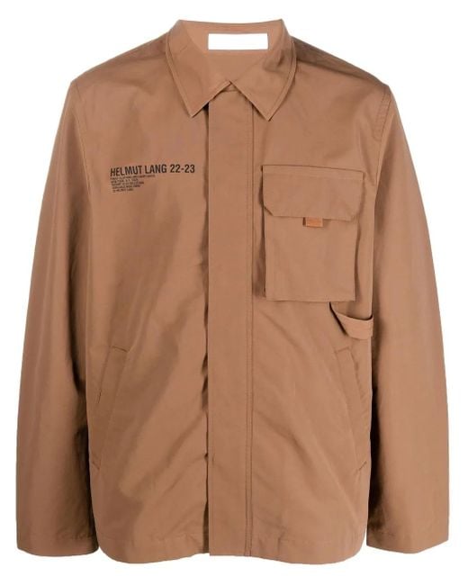 Helmut Lang Brown Logo-Print Utility Jacket for men