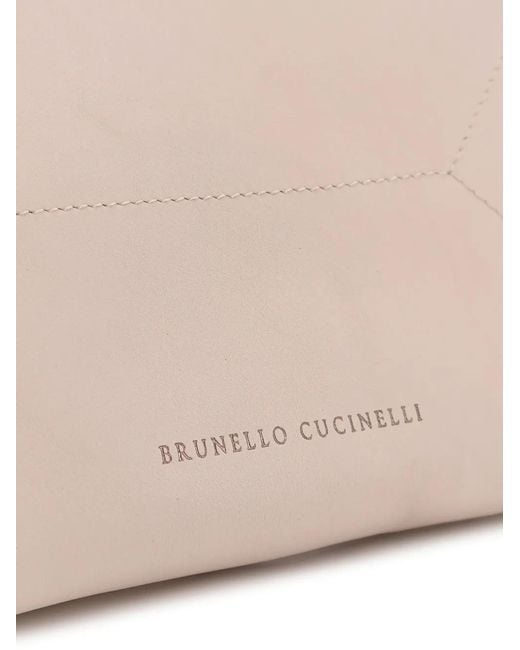 Brunello Cucinelli Natural Logo-Lettering Shoulder Bag