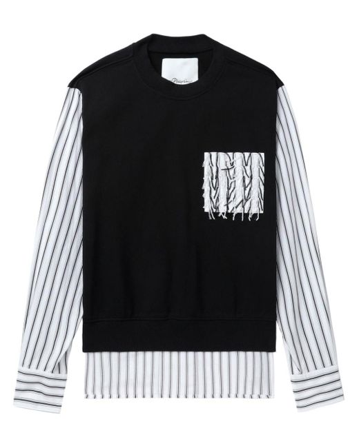 3.1 Phillip Lim Black Stripe-panel Cotton Sweatshirt