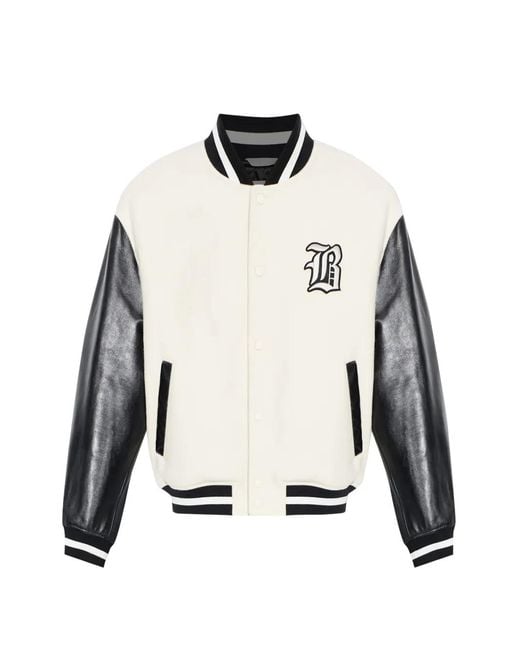 Balenciaga White Logo-Patch Bomber Jacket for men