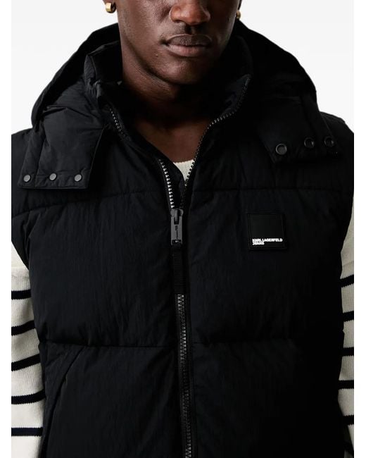 Karl Lagerfeld Black Hooded Quilted Gilet for men