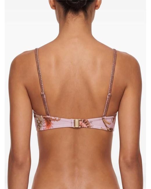 Zimmermann Pink Aster Floral-Print Balconette Bikini Top