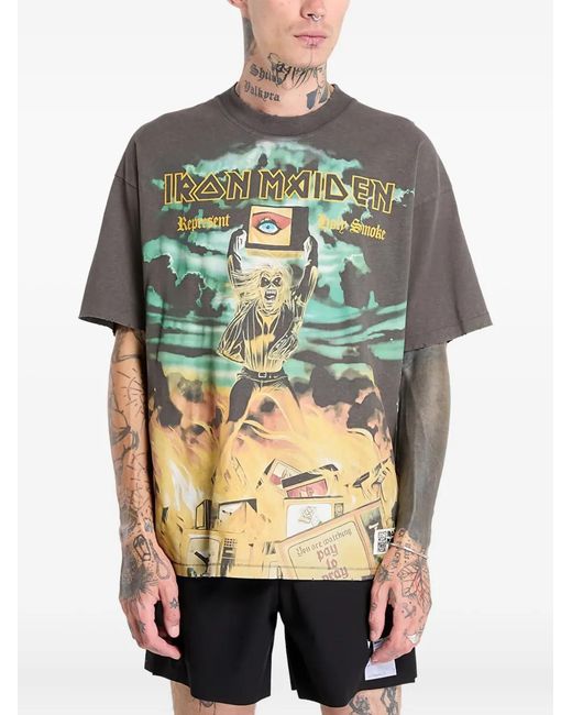 メンズ Represent X Iron Maiden 'Holy Smoke' Tシャツ Gray