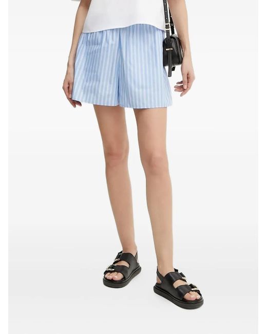 IVY & OAK Blue Striped Elastic-Waist Short Shorts