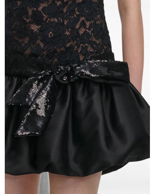 Self-Portrait Black Lace Bubble Hem Mini Dress