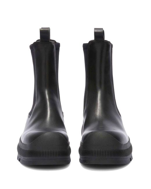 Jil Sander Black Logo-embossed Leather Boots