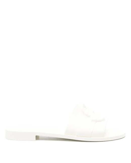 Moncler White Mon Rubber Slides