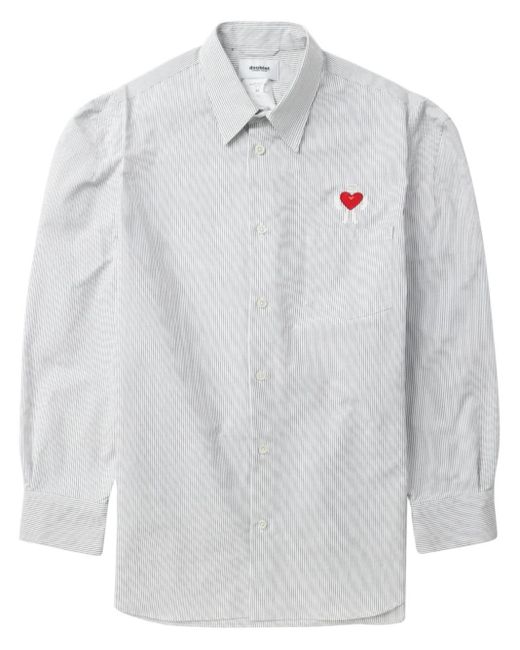Doublet White Robot Shoulder Striped Cotton Shirt for men
