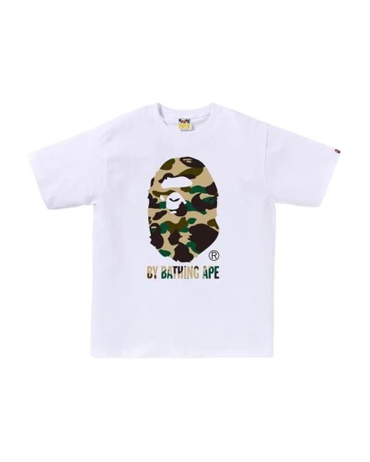 メンズ A Bathing Ape カモフラージュ ロゴ Tシャツ White