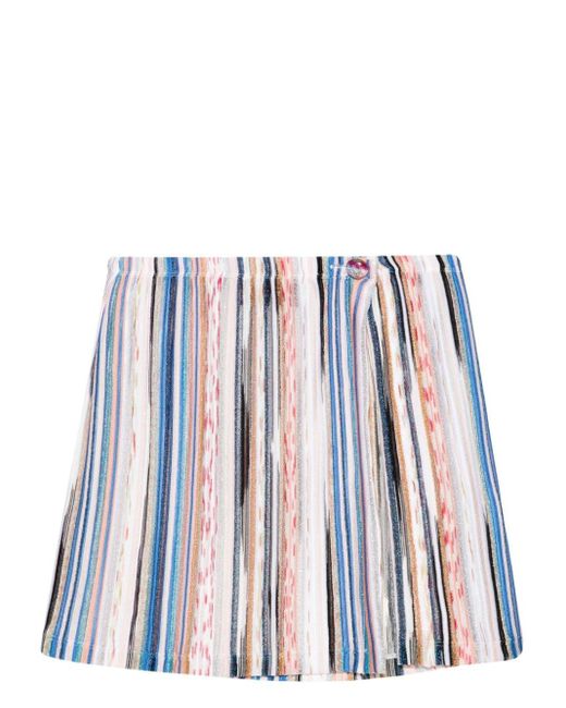 Missoni White Striped Lurex Miniskirt