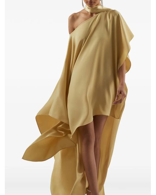 Taller Marmo Metallic California Kaftan One-Shoulder Dress