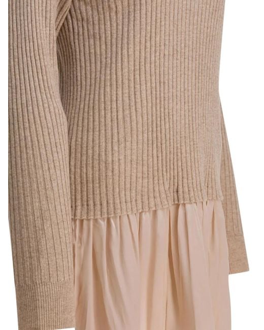 Max & Moi Natural Roll-Neck Ribbed Dress