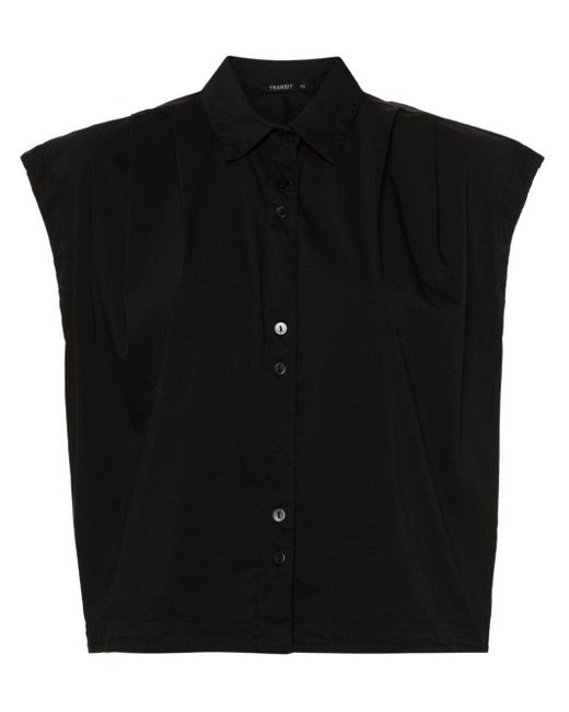 Transit Black Hemd aus Popeline mit kurzen Ärmeln