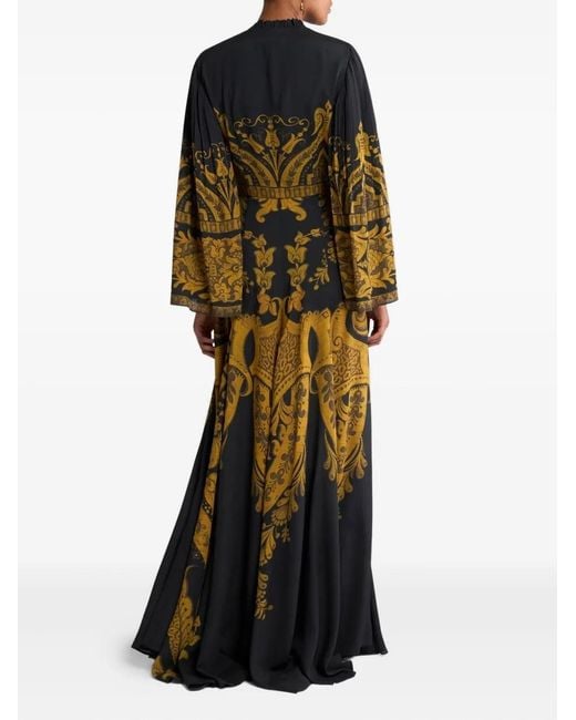 Etro Black Printed Flared Maxi Dress