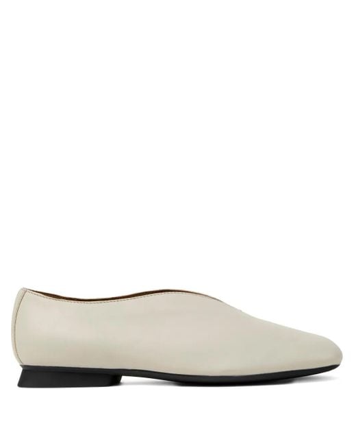 Camper White Casi Myra Leather Flat Pumps